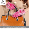 2015 new design Leather Gloves With Fox Fur